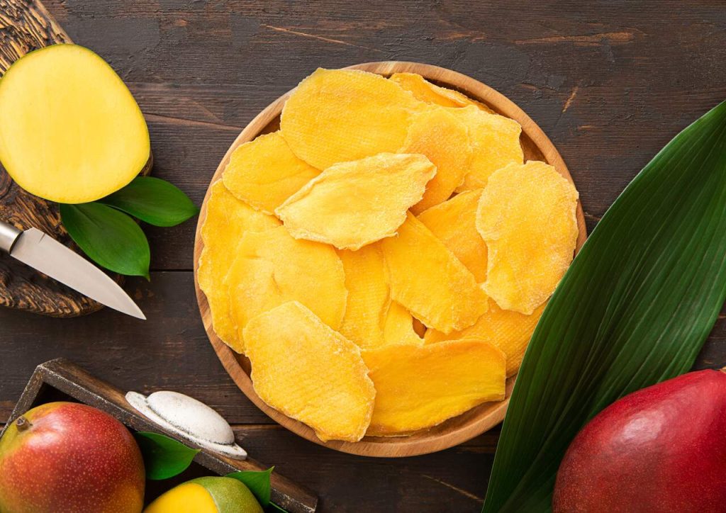 A delicious basket of freeze-dried mango