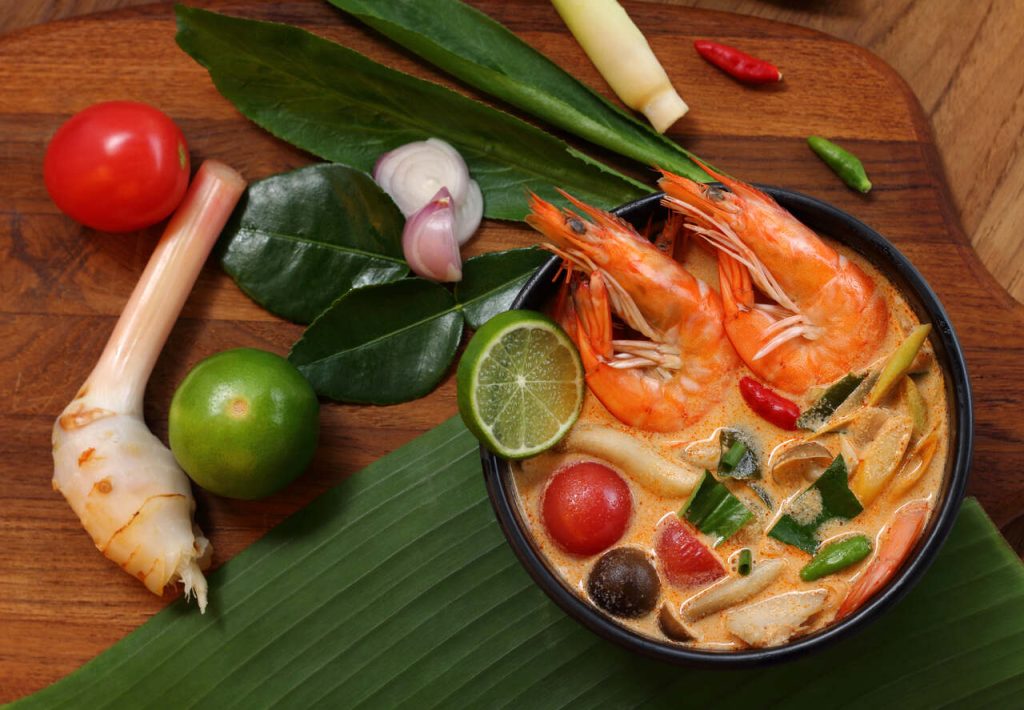 A bowl of Thai famous Tom yum kung
