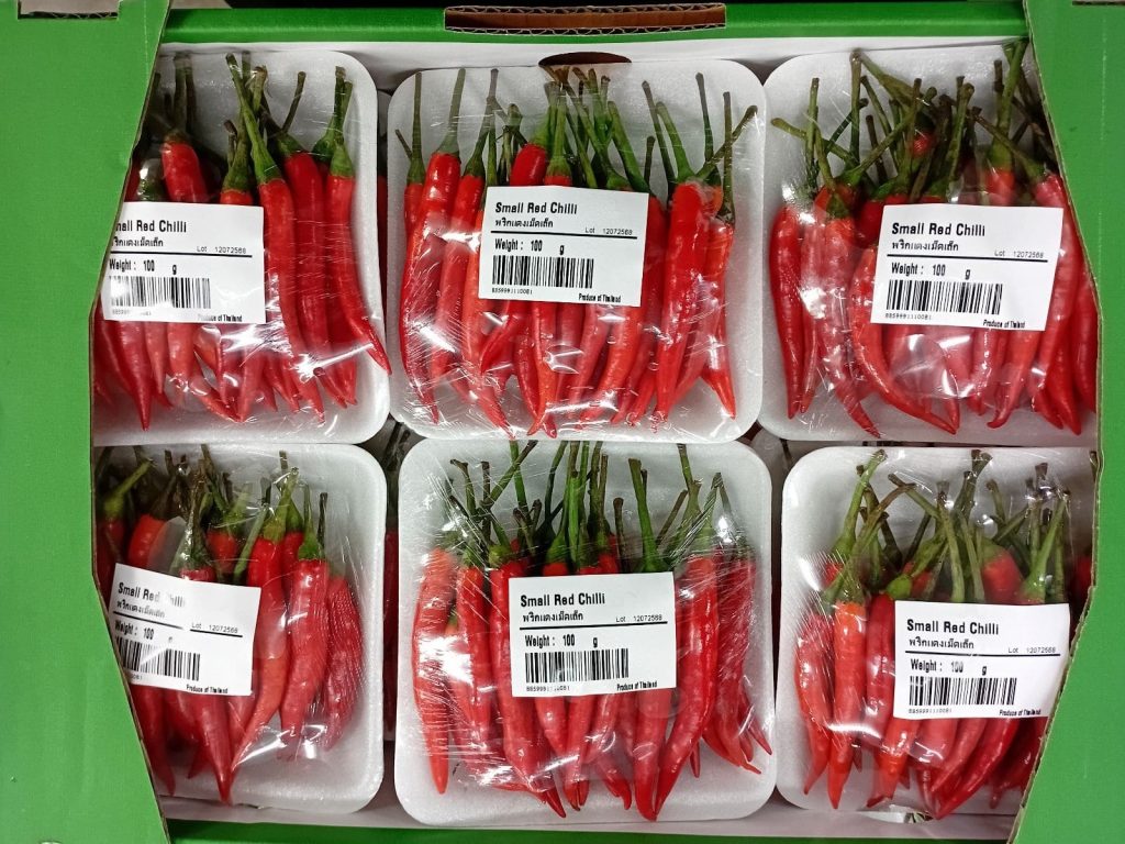 Thai red chilies ready for export