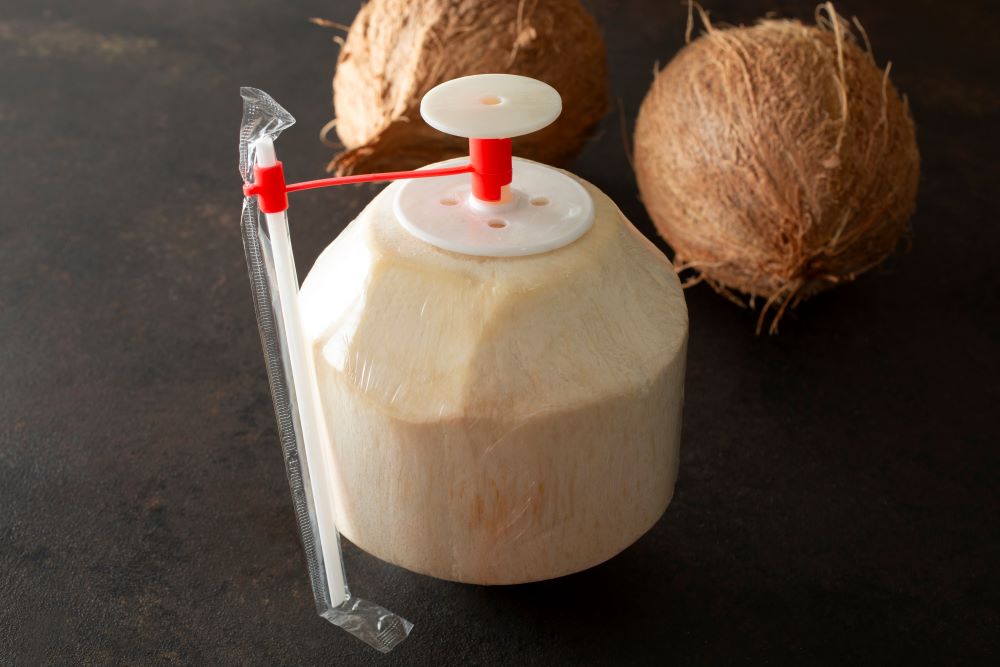 Fresh Thai coconuts ready for export quality inspection and grading