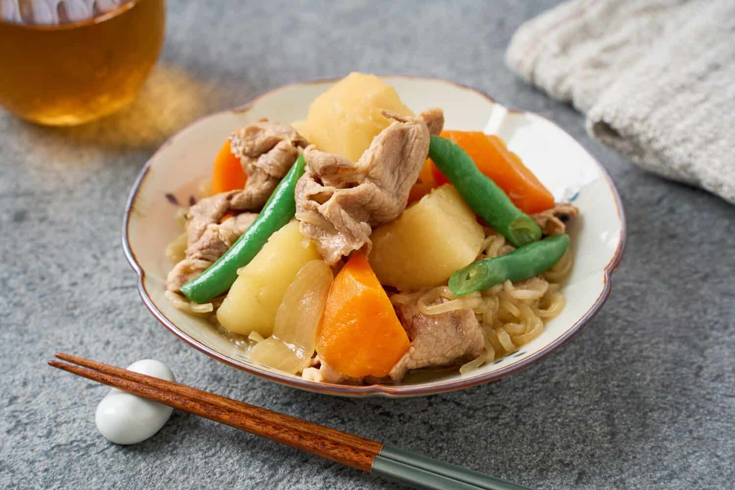 Thai green bean cooked with a mix of other vegetables. 
